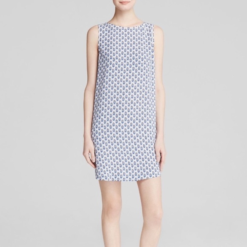 Soft joie paisley blue and white shift mini dress